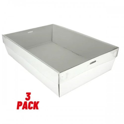 3pk White Rect. Grazing Box + Lid Medium (36.6*25.5*8cm) image 0