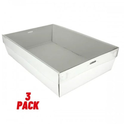 3pk White Rect. Grazing Box + Lid Medium (36.6*25.5*8cm) image 0