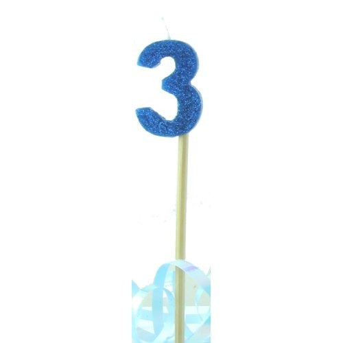CANDLE BLUE GLITTER LONG STICK #3 image 0