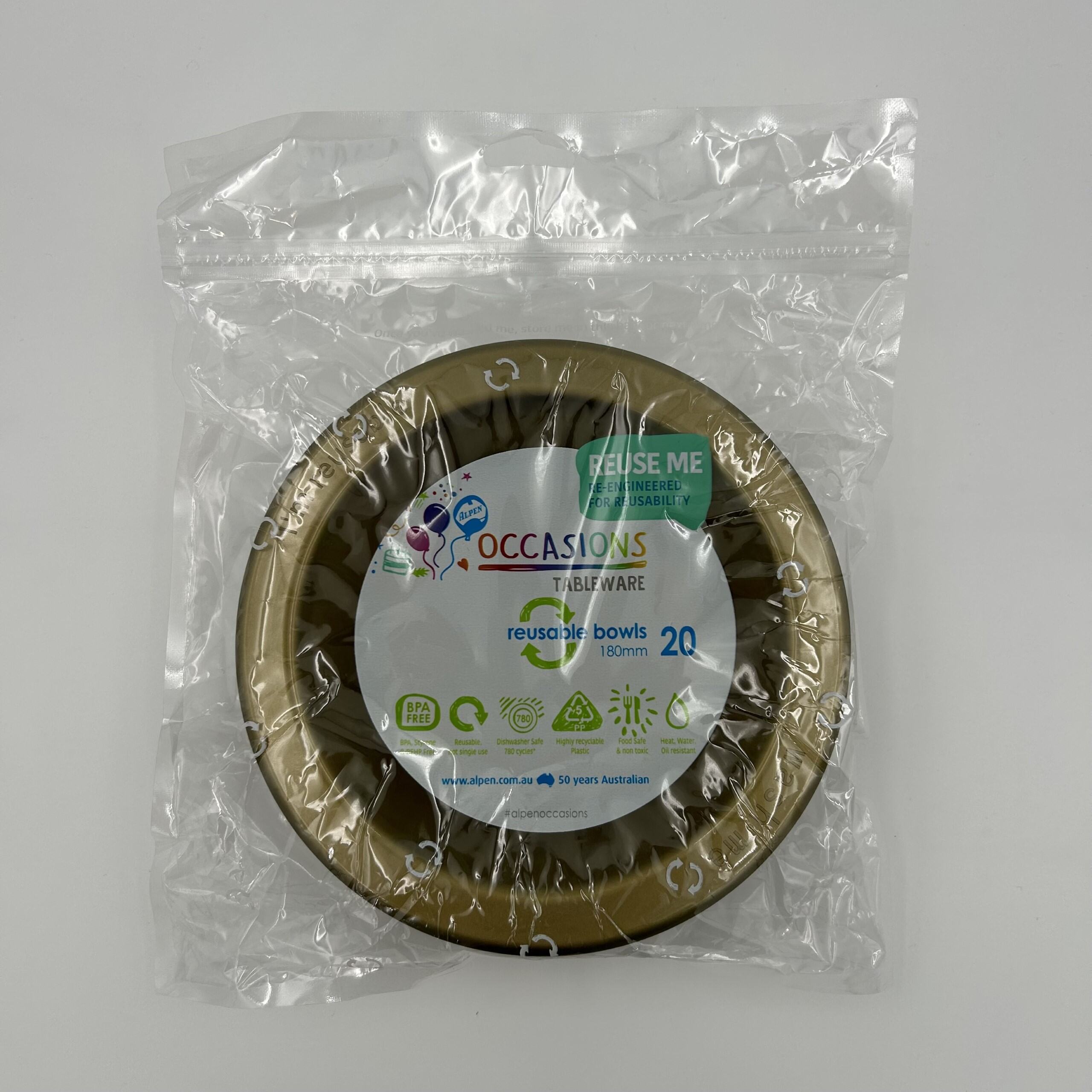 Gold Plastic Bowl Pack 20 image 0