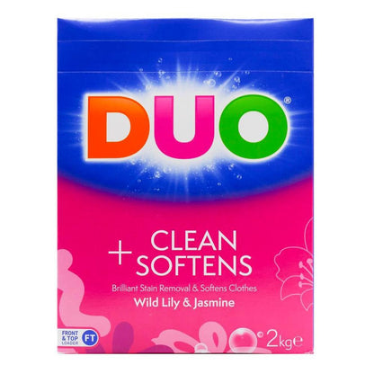 DUO 2kg LAUNDRY POWDER FRONT & TOP LOADER CLEANS & SOFTENER EXOTIC TIGER LILY