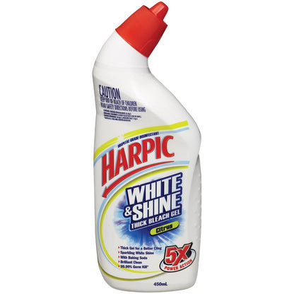 HARPIC 450mL TOILET CLEANER WHITE & SHINE BLEACH GEL CITRUS