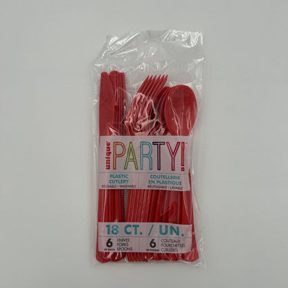 Red Plastic Assorted Cutlery Pack 18 image 0