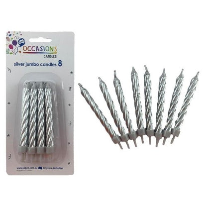 CANDLE JUMBO SILVER 8 WITH HOLDERS image 0