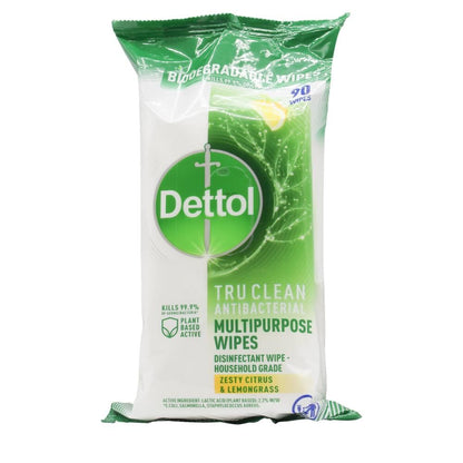 DETTOL PK90 ANTIBACTERIAL WIPES ZESTY CITRUS AND LEMONGRASS