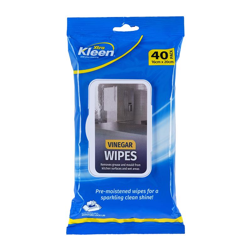 Cleaning Vinegar Wet Wipes 40pk - 16cm x 20cm per/pc