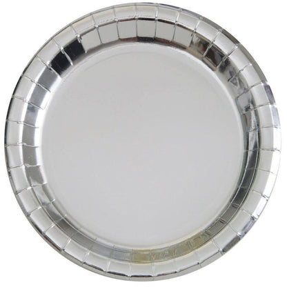 Silver Foil 23cm 8pk Paper Plates