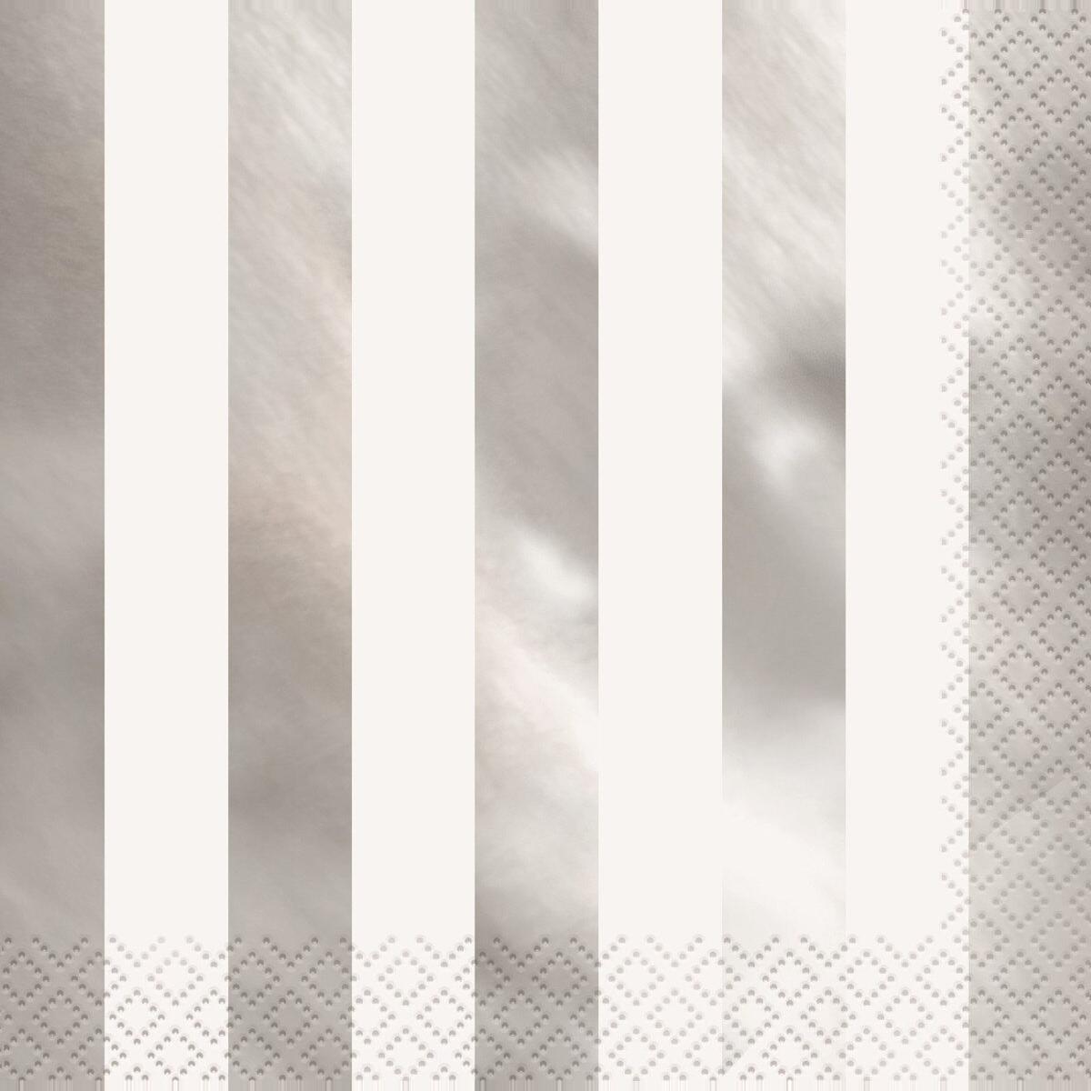 Silver Foil Stripe 16pk Lunch Napkins