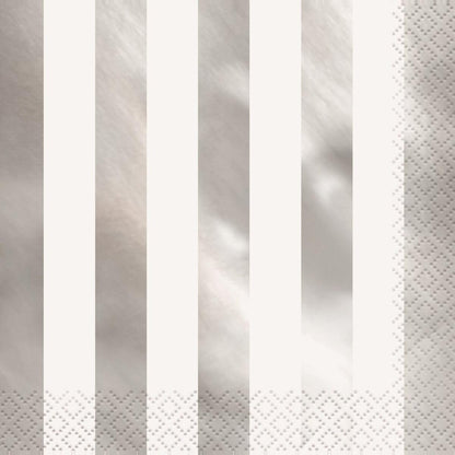 Silver Foil Stripe 16pk Lunch Napkins