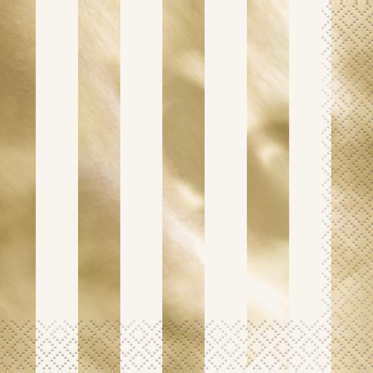 Gold Foil Stripe 16pk Lunch Napkins