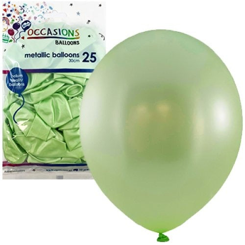 Metallic 30cm Latex Balloons 25pk - Mint image 0