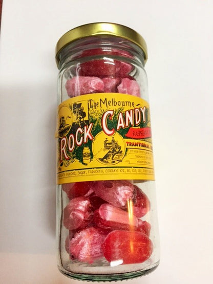 The Melbourne Rock Candy Raspberry Rock Glass Jar 170g