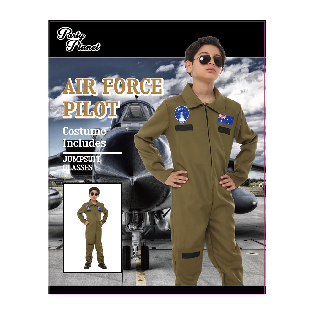Fighter Pilot Kids Costume Large (H: 128cm W: 56cm) image 0