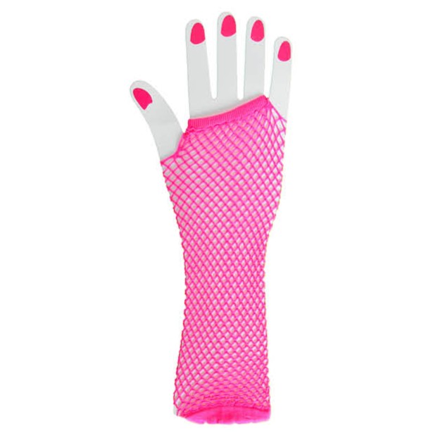 Fishnet Glove (Long) (Hot Pink) image 0