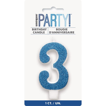NUMERAL CANDLE 3 - BLUE image 0