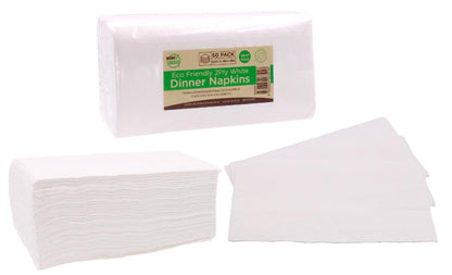 White Dinner Series Napkins (40CM x 40CM) GT Fold 1/8 2PLY-50PK
