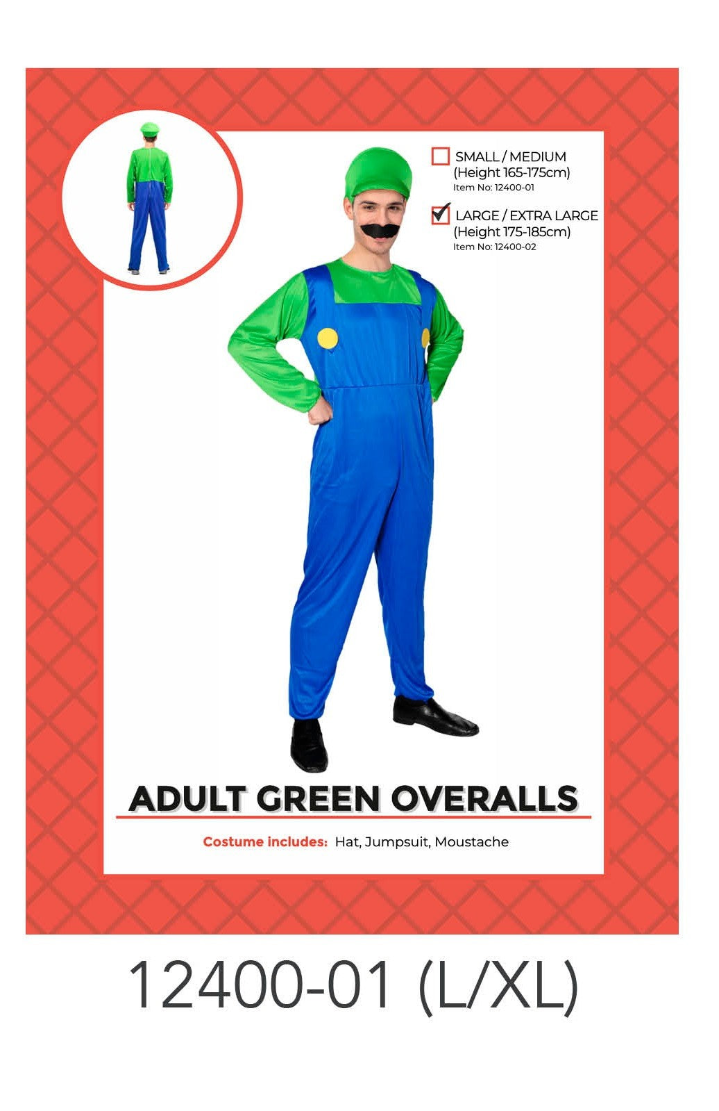 Adult Green Plumber Costume (L/XL) image 0