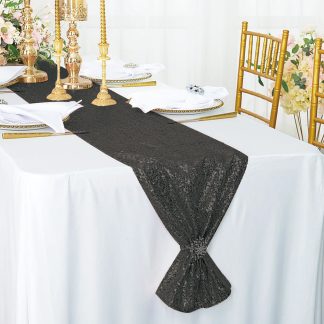 Black Sequin Table Runner - 1.8m image 0