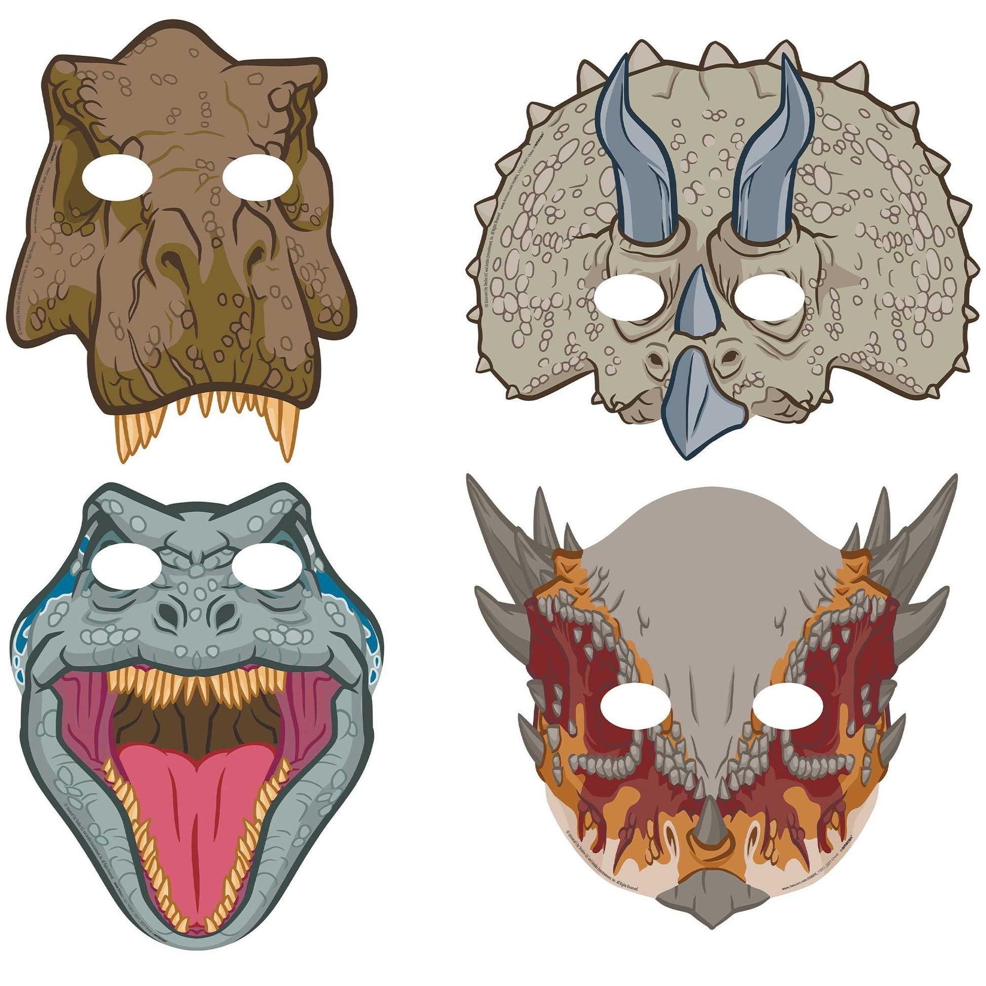 Jurassic Into The Wild Paper Masks 8pk