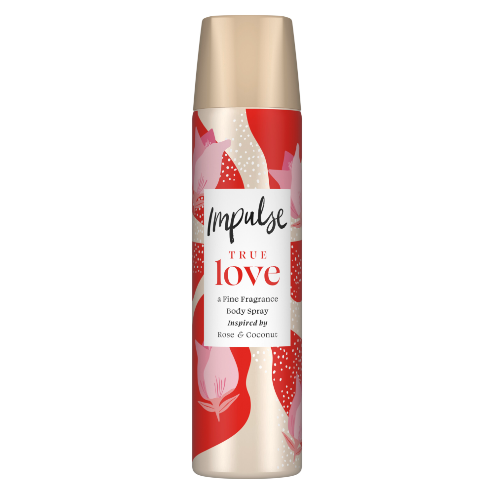 IMPULSE 50g / 75ml BODY SPRAY TRUE LOVE INSPIRED BY ROSE AND COCONUT