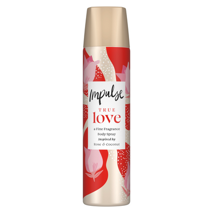 IMPULSE 50g / 75ml BODY SPRAY TRUE LOVE INSPIRED BY ROSE AND COCONUT