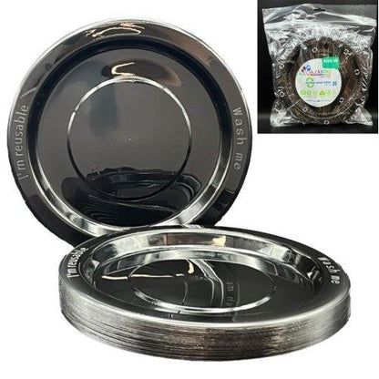 Black Plastic Dinner Plates Pack 20