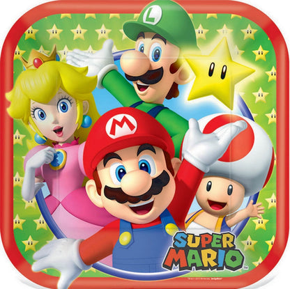8 Super Mario Bros 7in/17cm Square Paper Plates image 0