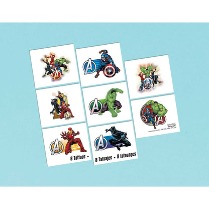 Marvel Avengers Powers Unite 8pk Tattoos