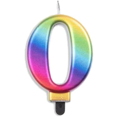 CANDLE NUMERAL JUMBO RAINBOW #0 image 0