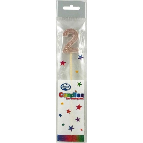 CANDLE ROSEGOLD GLITTER LONG STICK #2 image 0