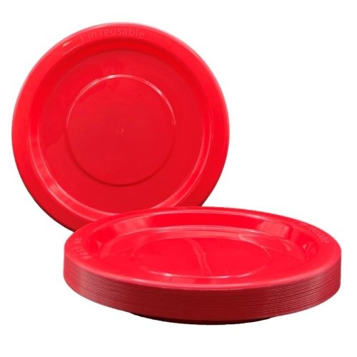 Red Plastic Dinner Plates Pack 20 image 0