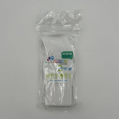 White Plastic Fork Pack 20 image 0