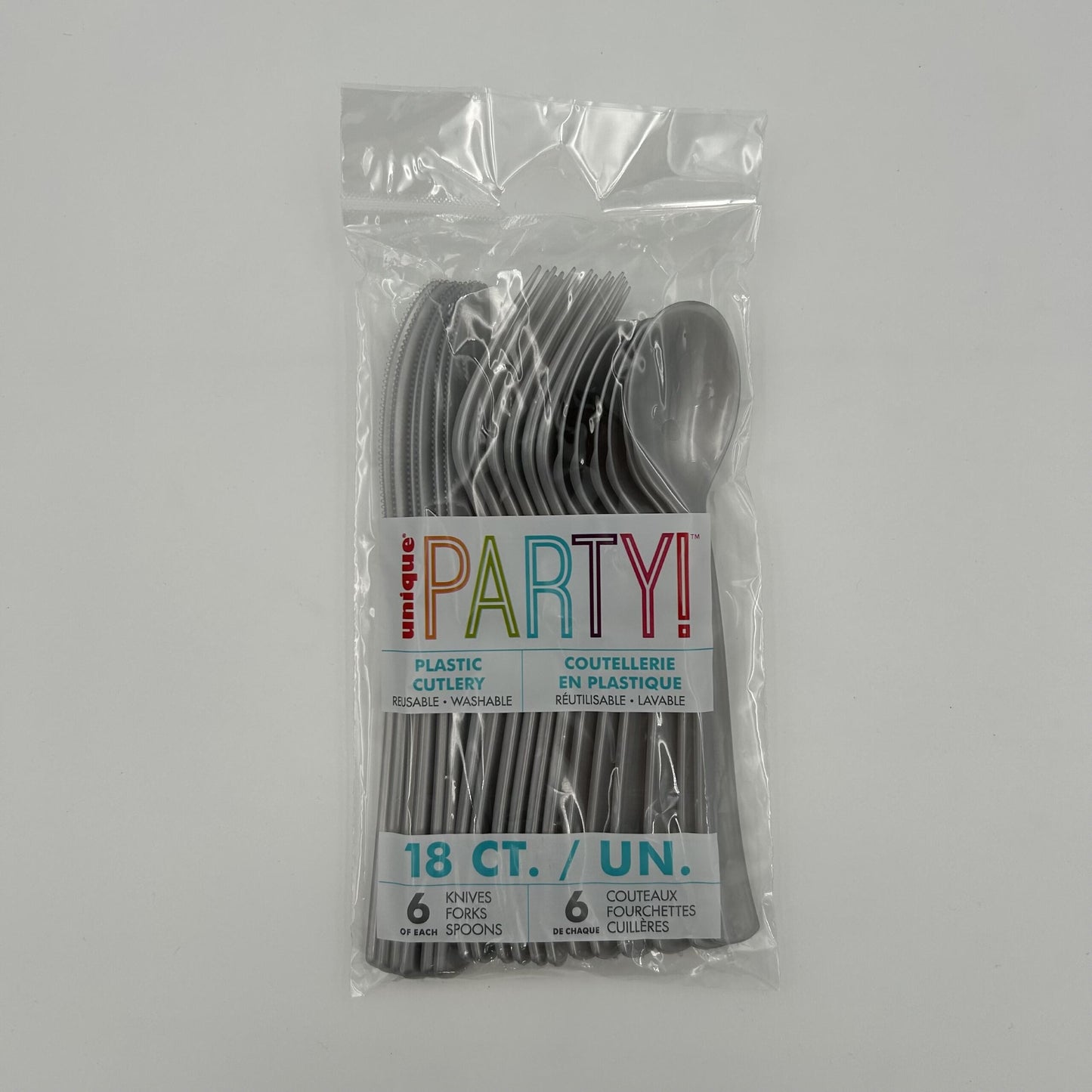 Silver Plastic Assorted Cutlery Pack 18 image 0