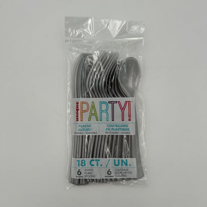 Silver Plastic Assorted Cutlery Pack 18 image 0