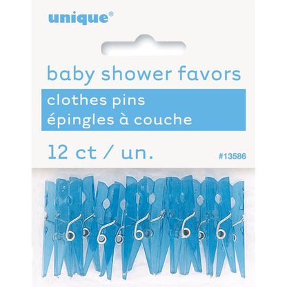 12 BABY CLOTHES PINS BLUE image 0