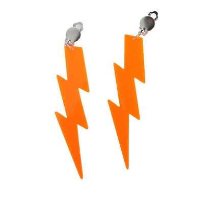 80S Lightning Earrings clip on (Orange) image 0