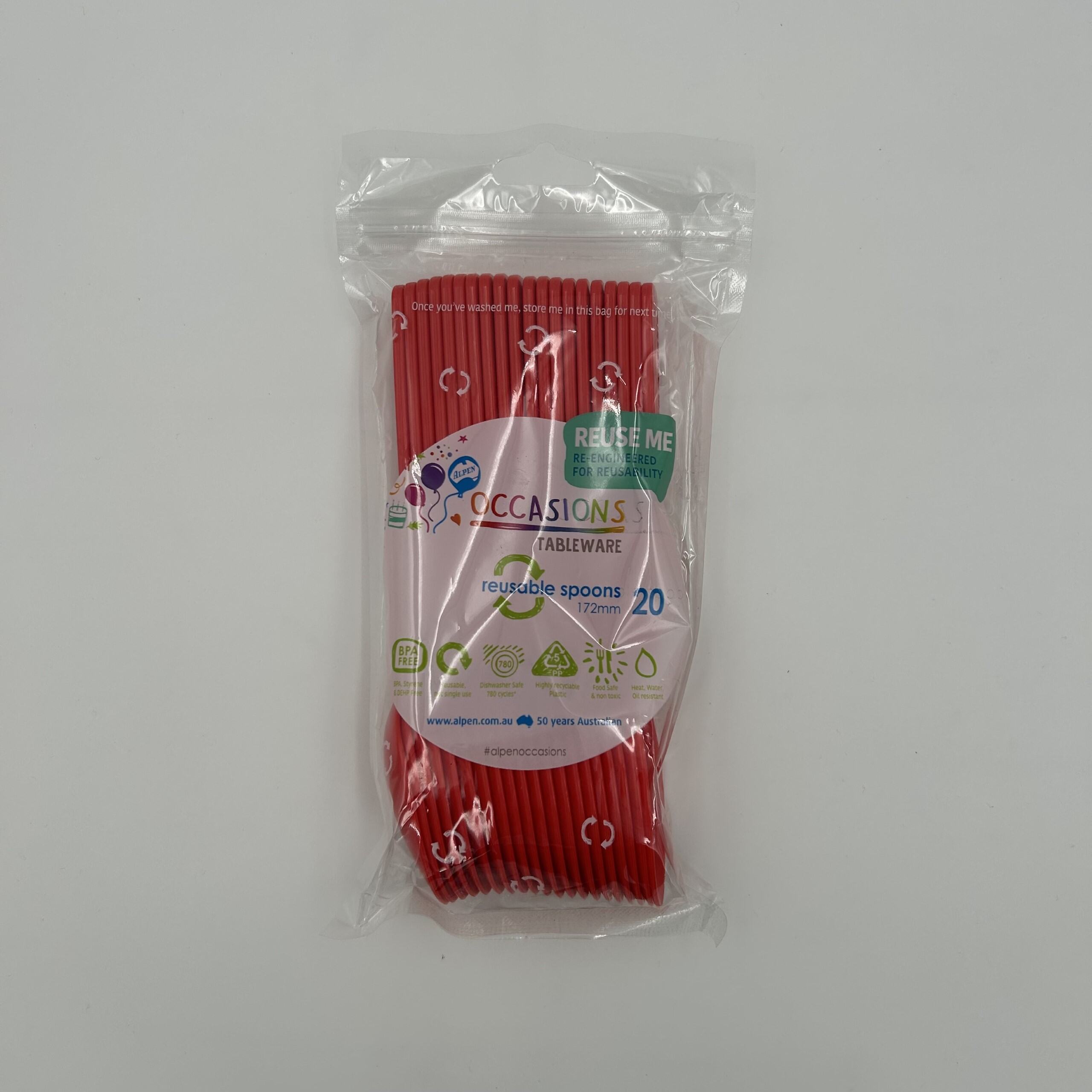 Red Plastic Spoon Pack 20 image 0