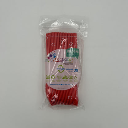 Red Plastic Spoon Pack 20 image 0