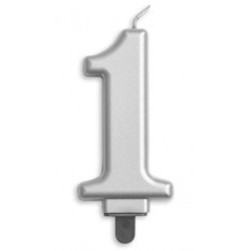 CANDLE NUMERAL JUMBO SILVER #1 image 0