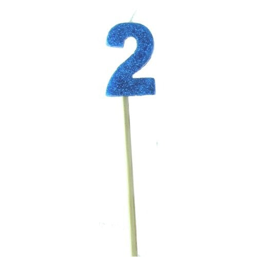 CANDLE BLUE GLITTER LONG STICK #2 image 0