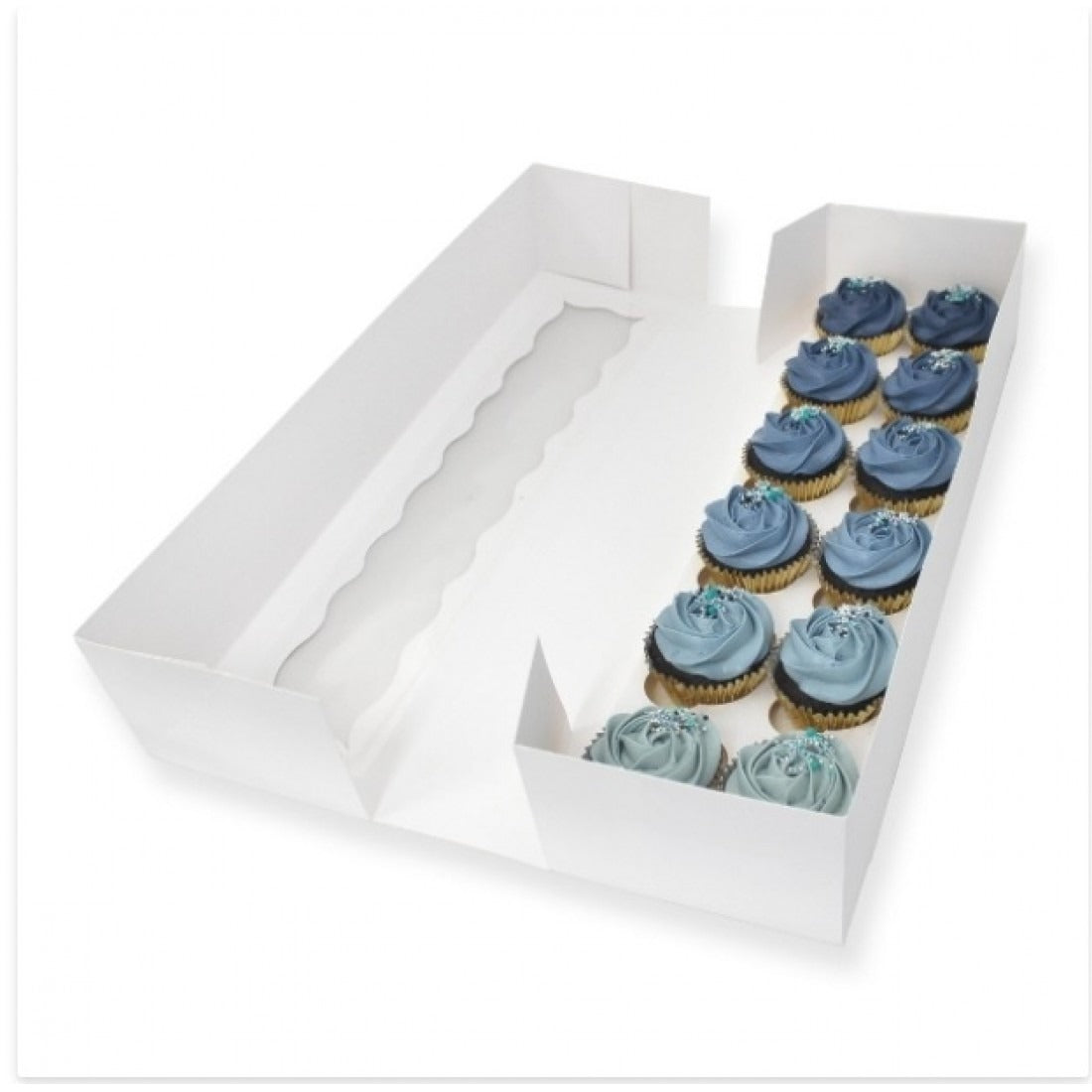Long 12 Holds White Cupcake Box (21.25x6x4in) image 0