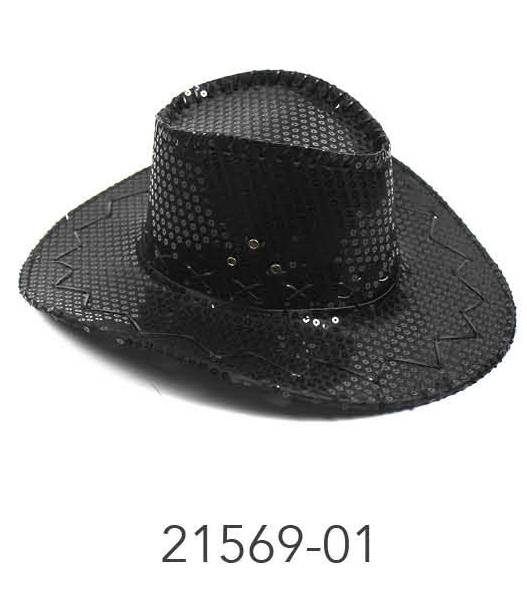 Sequin Cowboy Hat (Black) image 0