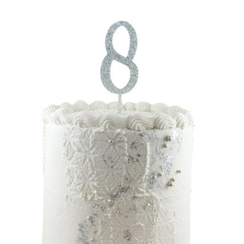 CAKE TOPPER GLITTER SILVER #8 image 0