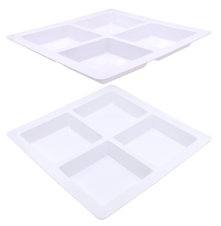 White Melamine Jumbo (4 Section) Condiment Tray - 34.5CM x 34.5CM image 0