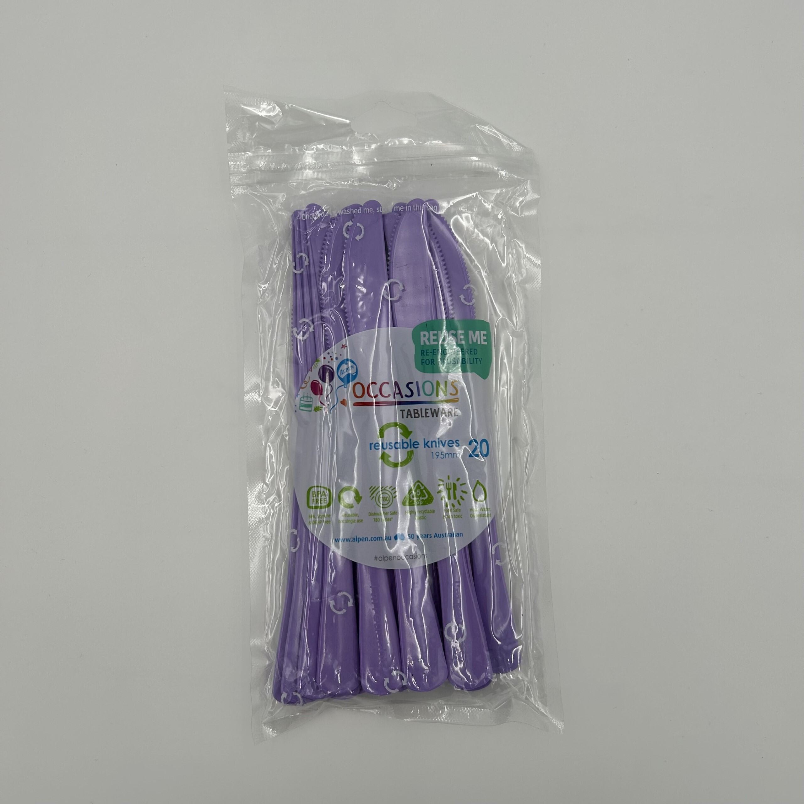 Lavender Plastic Knife Pack 20 image 0