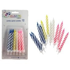 Jumbo Happy Birthday Candle 12pk W/ Holder