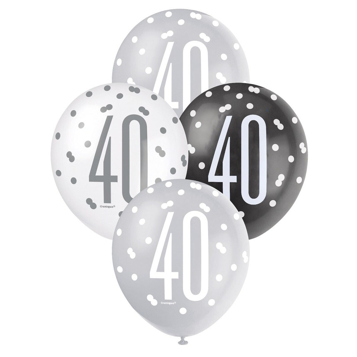 Black, Silver & White Assorted 30cm Latex Balloons - 40 image 0