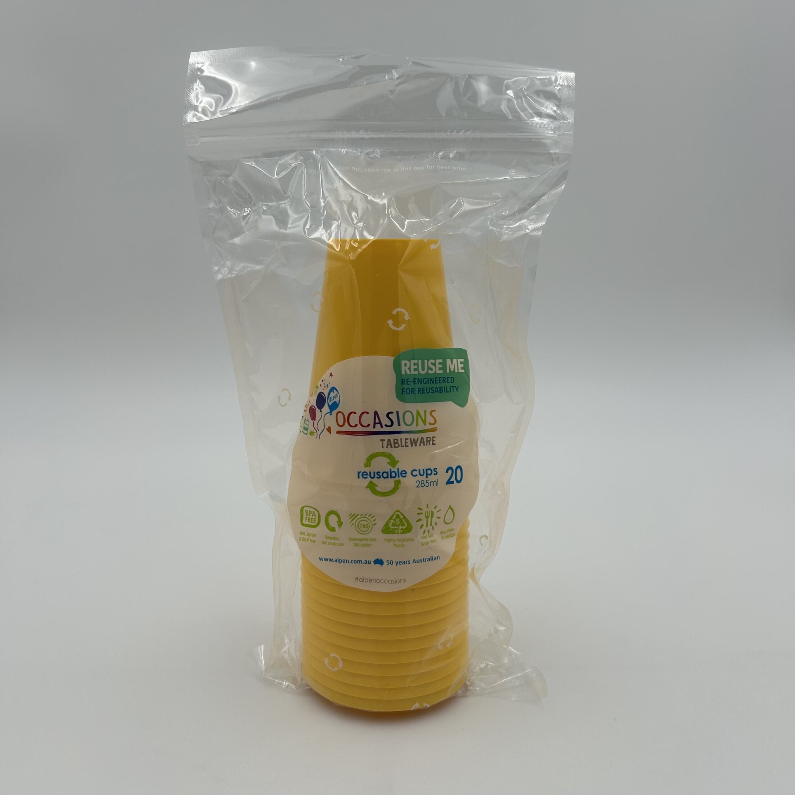 Yellow Plastic Cup 285ml Pack 20 image 0