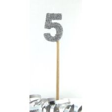Silver Glitter Candle #5