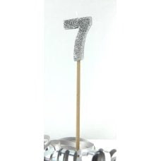 Silver Glitter Candle #7